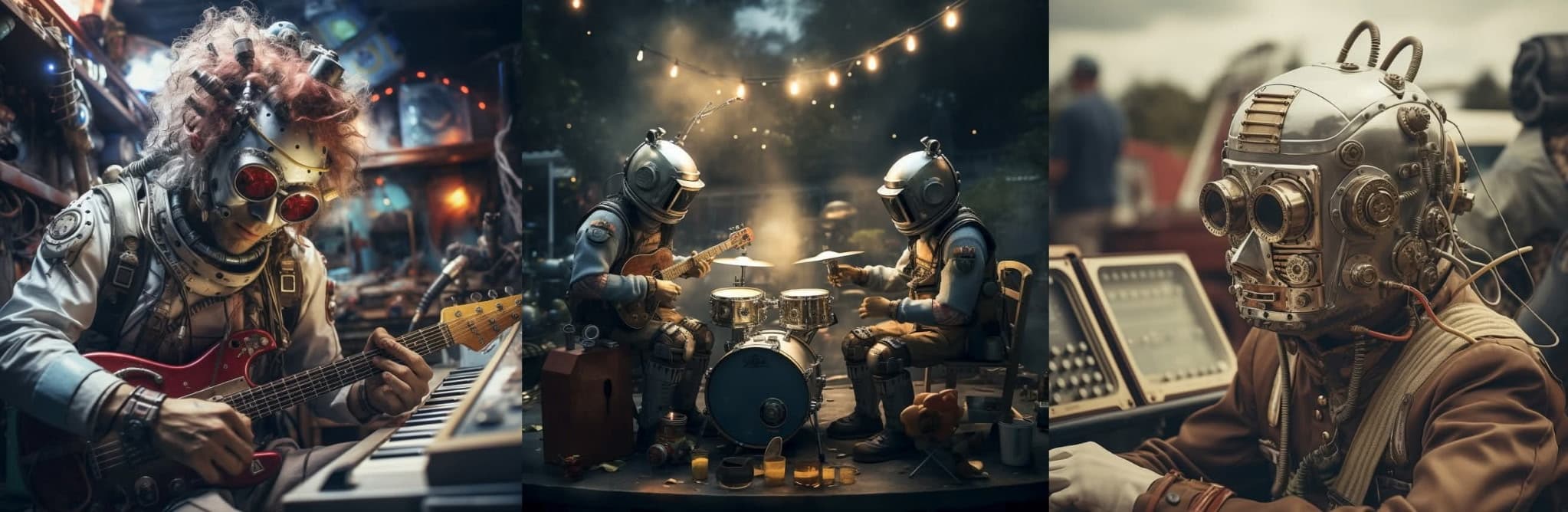 AI-generated robotic portraits of the Casioshack band members